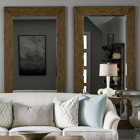 Oliver Floor Mirror with Metal Edged Wood Frame